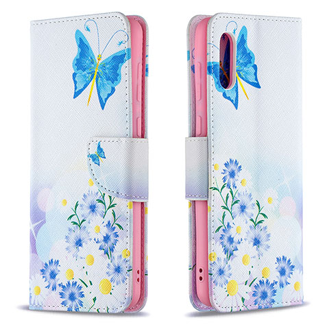 Coque Portefeuille Motif Fantaisie Livre Cuir Etui Clapet B01F pour Samsung Galaxy A02 Bleu