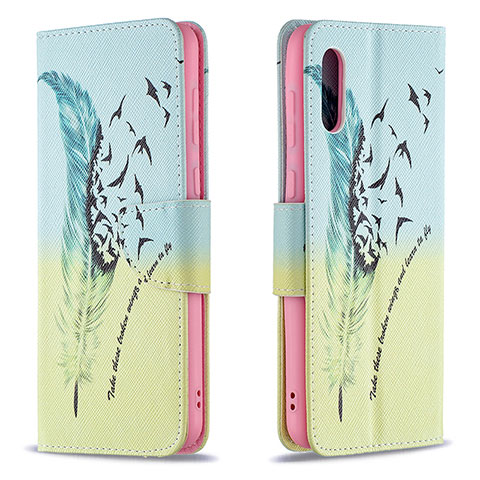 Coque Portefeuille Motif Fantaisie Livre Cuir Etui Clapet B01F pour Samsung Galaxy A02 Pastel Vert