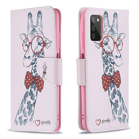 Coque Portefeuille Motif Fantaisie Livre Cuir Etui Clapet B01F pour Samsung Galaxy A02s Rose