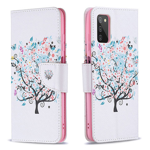 Coque Portefeuille Motif Fantaisie Livre Cuir Etui Clapet B01F pour Samsung Galaxy A03s Blanc