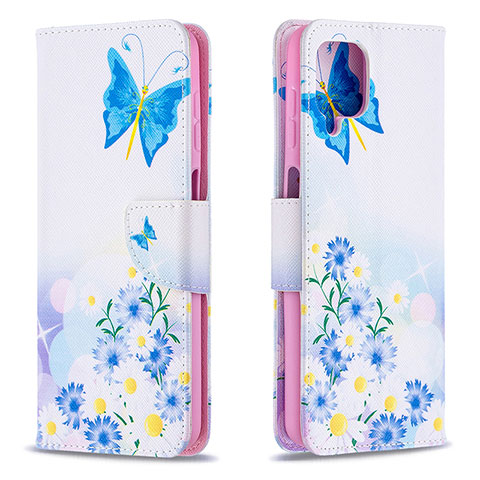 Coque Portefeuille Motif Fantaisie Livre Cuir Etui Clapet B01F pour Samsung Galaxy A12 Bleu