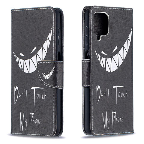 Coque Portefeuille Motif Fantaisie Livre Cuir Etui Clapet B01F pour Samsung Galaxy A12 Nacho Noir