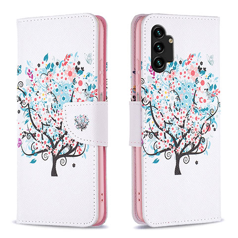 Coque Portefeuille Motif Fantaisie Livre Cuir Etui Clapet B01F pour Samsung Galaxy A13 4G Blanc