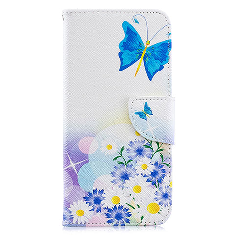 Coque Portefeuille Motif Fantaisie Livre Cuir Etui Clapet B01F pour Samsung Galaxy A20 Bleu