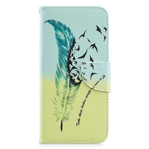 Coque Portefeuille Motif Fantaisie Livre Cuir Etui Clapet B01F pour Samsung Galaxy A20 Pastel Vert