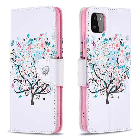 Coque Portefeuille Motif Fantaisie Livre Cuir Etui Clapet B01F pour Samsung Galaxy A22 5G Blanc