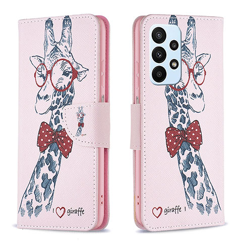 Coque Portefeuille Motif Fantaisie Livre Cuir Etui Clapet B01F pour Samsung Galaxy A23 4G Rose