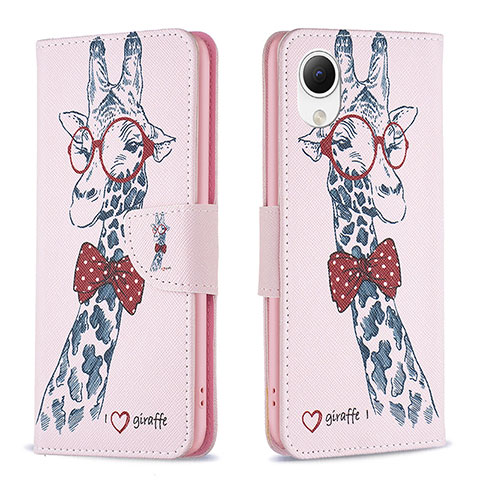 Coque Portefeuille Motif Fantaisie Livre Cuir Etui Clapet B01F pour Samsung Galaxy A23 5G SC-56C Rose