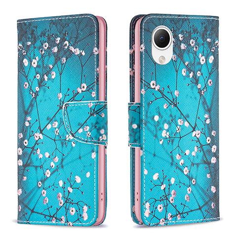 Coque Portefeuille Motif Fantaisie Livre Cuir Etui Clapet B01F pour Samsung Galaxy A23e 5G Cyan