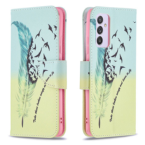 Coque Portefeuille Motif Fantaisie Livre Cuir Etui Clapet B01F pour Samsung Galaxy A24 4G Pastel Vert