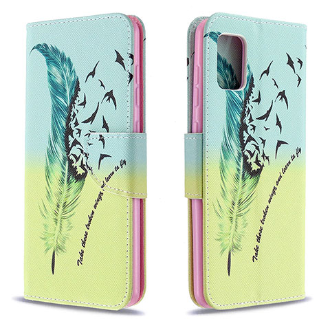 Coque Portefeuille Motif Fantaisie Livre Cuir Etui Clapet B01F pour Samsung Galaxy A31 Pastel Vert