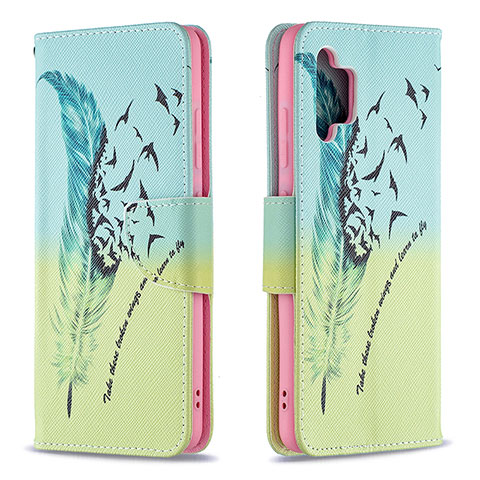 Coque Portefeuille Motif Fantaisie Livre Cuir Etui Clapet B01F pour Samsung Galaxy A32 4G Pastel Vert