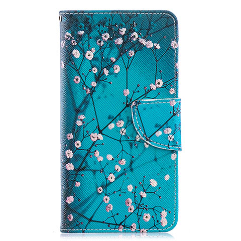 Coque Portefeuille Motif Fantaisie Livre Cuir Etui Clapet B01F pour Samsung Galaxy A40 Cyan