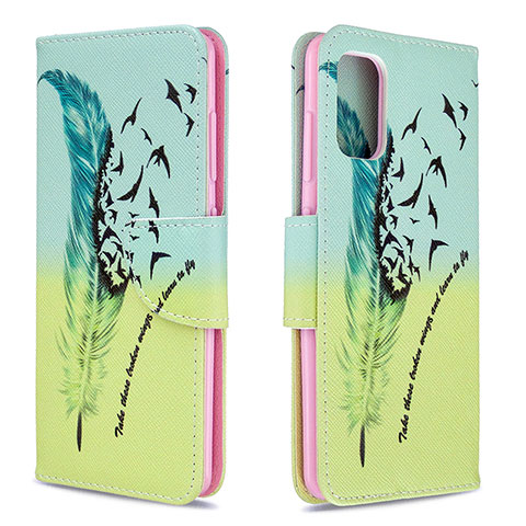 Coque Portefeuille Motif Fantaisie Livre Cuir Etui Clapet B01F pour Samsung Galaxy A41 Pastel Vert