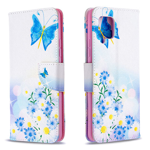 Coque Portefeuille Motif Fantaisie Livre Cuir Etui Clapet B01F pour Samsung Galaxy A42 5G Bleu