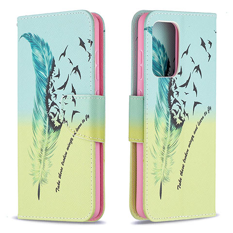 Coque Portefeuille Motif Fantaisie Livre Cuir Etui Clapet B01F pour Samsung Galaxy A52 5G Pastel Vert