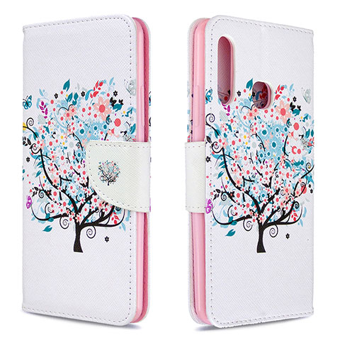 Coque Portefeuille Motif Fantaisie Livre Cuir Etui Clapet B01F pour Samsung Galaxy A70E Blanc