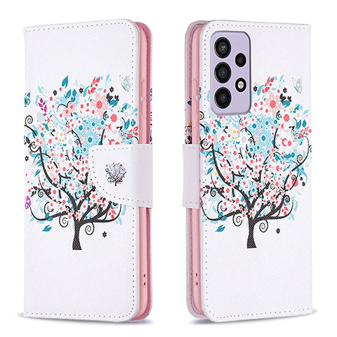 Coque Portefeuille Motif Fantaisie Livre Cuir Etui Clapet B01F pour Samsung Galaxy A73 5G Blanc