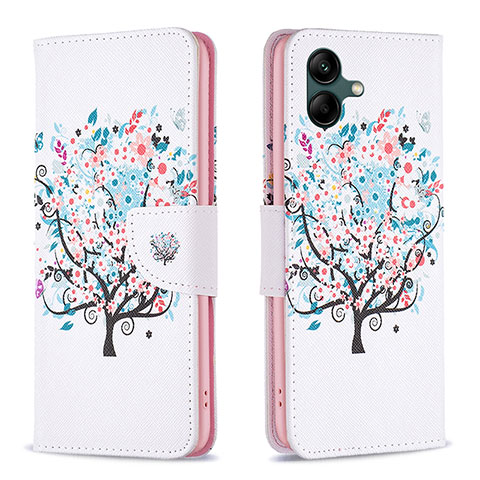 Coque Portefeuille Motif Fantaisie Livre Cuir Etui Clapet B01F pour Samsung Galaxy F04 Blanc