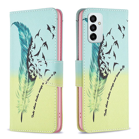 Coque Portefeuille Motif Fantaisie Livre Cuir Etui Clapet B01F pour Samsung Galaxy F23 5G Pastel Vert