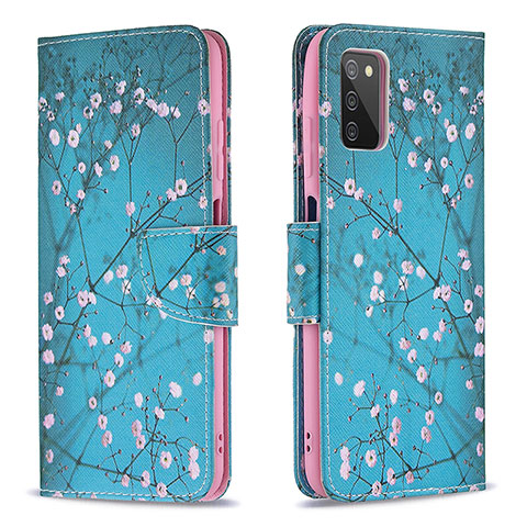 Coque Portefeuille Motif Fantaisie Livre Cuir Etui Clapet B01F pour Samsung Galaxy M02s Cyan