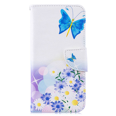 Coque Portefeuille Motif Fantaisie Livre Cuir Etui Clapet B01F pour Samsung Galaxy M10 Bleu