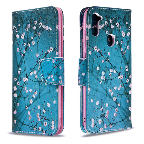 Coque Portefeuille Motif Fantaisie Livre Cuir Etui Clapet B01F pour Samsung Galaxy M11 Cyan