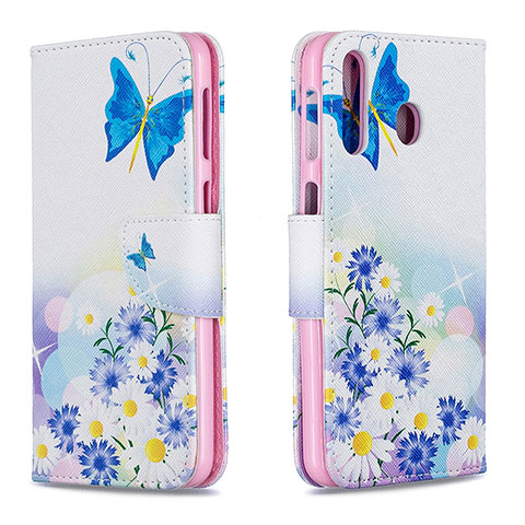 Coque Portefeuille Motif Fantaisie Livre Cuir Etui Clapet B01F pour Samsung Galaxy M30 Bleu