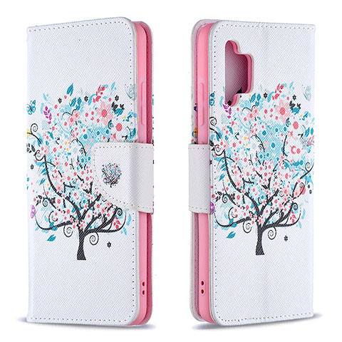 Coque Portefeuille Motif Fantaisie Livre Cuir Etui Clapet B01F pour Samsung Galaxy M32 5G Blanc