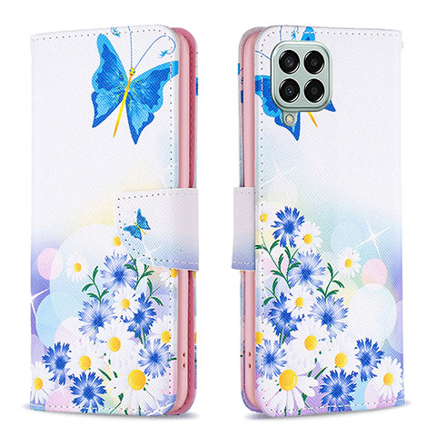 Coque Portefeuille Motif Fantaisie Livre Cuir Etui Clapet B01F pour Samsung Galaxy M33 5G Bleu