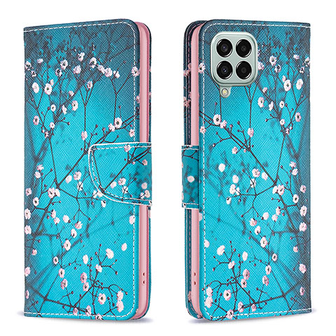 Coque Portefeuille Motif Fantaisie Livre Cuir Etui Clapet B01F pour Samsung Galaxy M33 5G Cyan