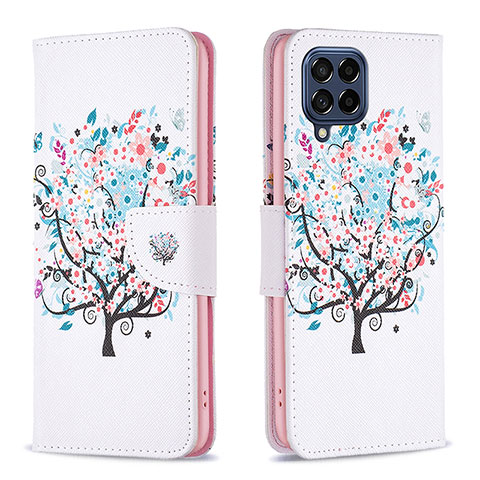 Coque Portefeuille Motif Fantaisie Livre Cuir Etui Clapet B01F pour Samsung Galaxy M53 5G Blanc