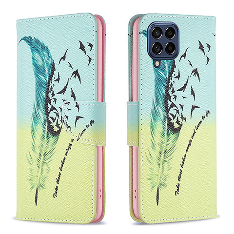 Coque Portefeuille Motif Fantaisie Livre Cuir Etui Clapet B01F pour Samsung Galaxy M53 5G Pastel Vert