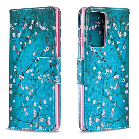 Coque Portefeuille Motif Fantaisie Livre Cuir Etui Clapet B01F pour Samsung Galaxy Note 20 Ultra 5G Cyan