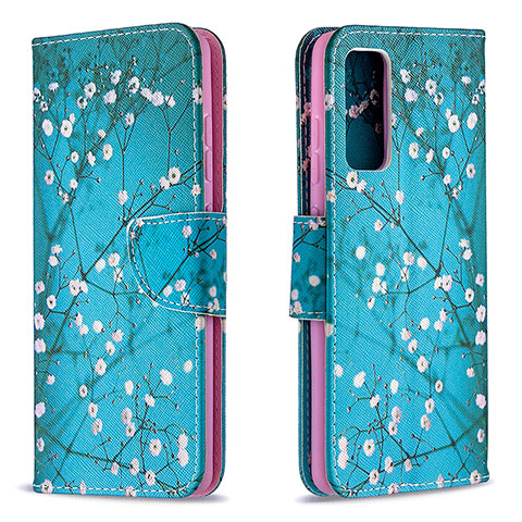 Coque Portefeuille Motif Fantaisie Livre Cuir Etui Clapet B01F pour Samsung Galaxy S20 FE 4G Cyan