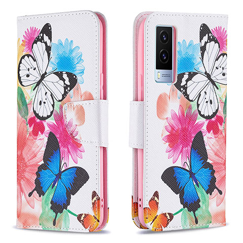 Coque Portefeuille Motif Fantaisie Livre Cuir Etui Clapet B01F pour Vivo V21e 5G Colorful