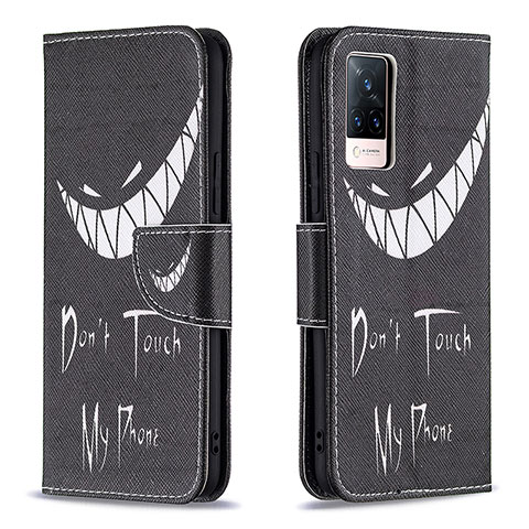 Coque Portefeuille Motif Fantaisie Livre Cuir Etui Clapet B01F pour Vivo V21s 5G Noir