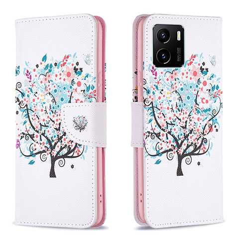 Coque Portefeuille Motif Fantaisie Livre Cuir Etui Clapet B01F pour Vivo Y01 Blanc