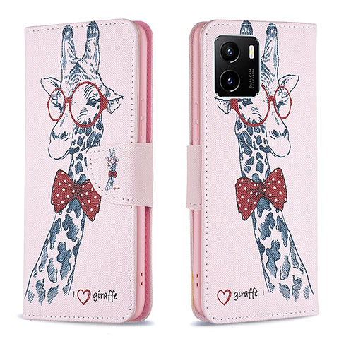 Coque Portefeuille Motif Fantaisie Livre Cuir Etui Clapet B01F pour Vivo Y10 t1 Rose