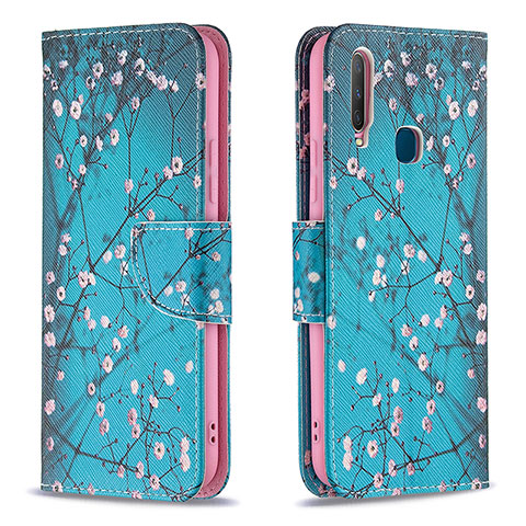 Coque Portefeuille Motif Fantaisie Livre Cuir Etui Clapet B01F pour Vivo Y11 Cyan