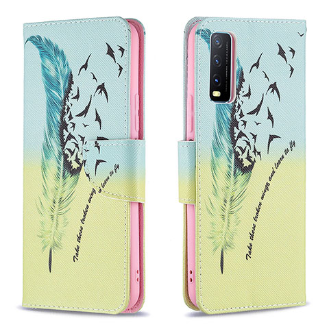 Coque Portefeuille Motif Fantaisie Livre Cuir Etui Clapet B01F pour Vivo Y12A Pastel Vert