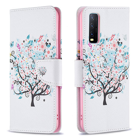 Coque Portefeuille Motif Fantaisie Livre Cuir Etui Clapet B01F pour Vivo Y12s (2021) Blanc