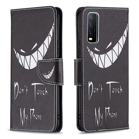 Coque Portefeuille Motif Fantaisie Livre Cuir Etui Clapet B01F pour Vivo Y12s (2021) Noir