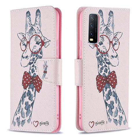 Coque Portefeuille Motif Fantaisie Livre Cuir Etui Clapet B01F pour Vivo Y12s (2021) Rose