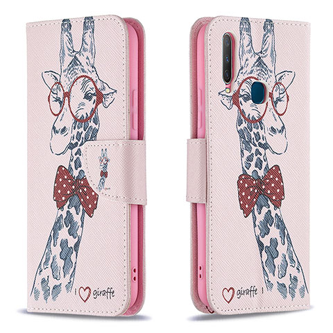 Coque Portefeuille Motif Fantaisie Livre Cuir Etui Clapet B01F pour Vivo Y17 Rose