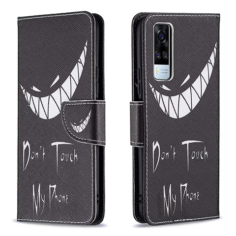 Coque Portefeuille Motif Fantaisie Livre Cuir Etui Clapet B01F pour Vivo Y31 (2021) Noir