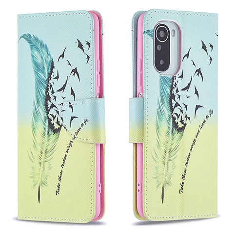 Coque Portefeuille Motif Fantaisie Livre Cuir Etui Clapet B01F pour Xiaomi Mi 11i 5G Pastel Vert