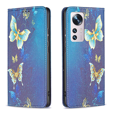 Coque Portefeuille Motif Fantaisie Livre Cuir Etui Clapet B01F pour Xiaomi Mi 12 Pro 5G Bleu