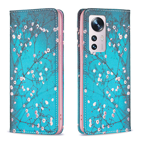 Coque Portefeuille Motif Fantaisie Livre Cuir Etui Clapet B01F pour Xiaomi Mi 12S 5G Cyan