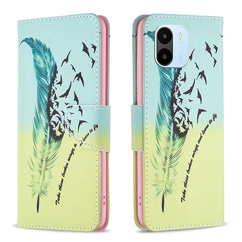 Coque Portefeuille Motif Fantaisie Livre Cuir Etui Clapet B01F pour Xiaomi Poco C50 Pastel Vert